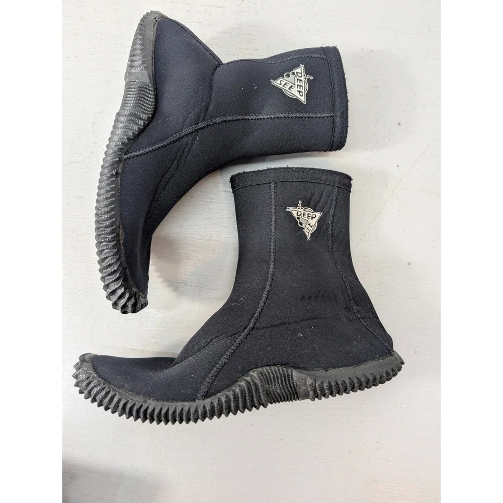 Deep See‎ Scuba Diving Water Neoprene Boots Side Zip Black PO#: 2051 Mens Size 7